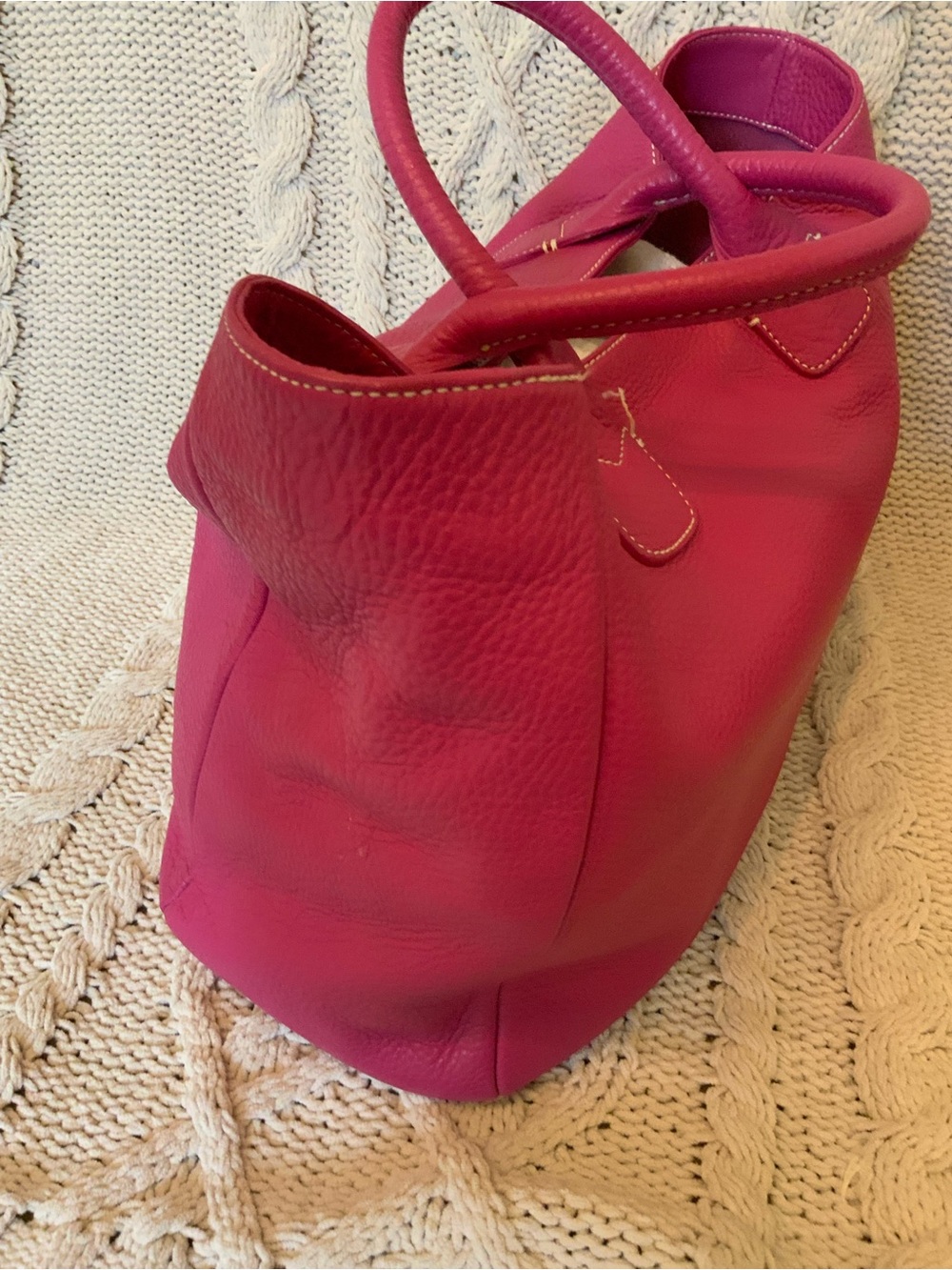 Ann Taylor Fuchsia Soft Pebbled Leather Tote - Picture 4 of 14